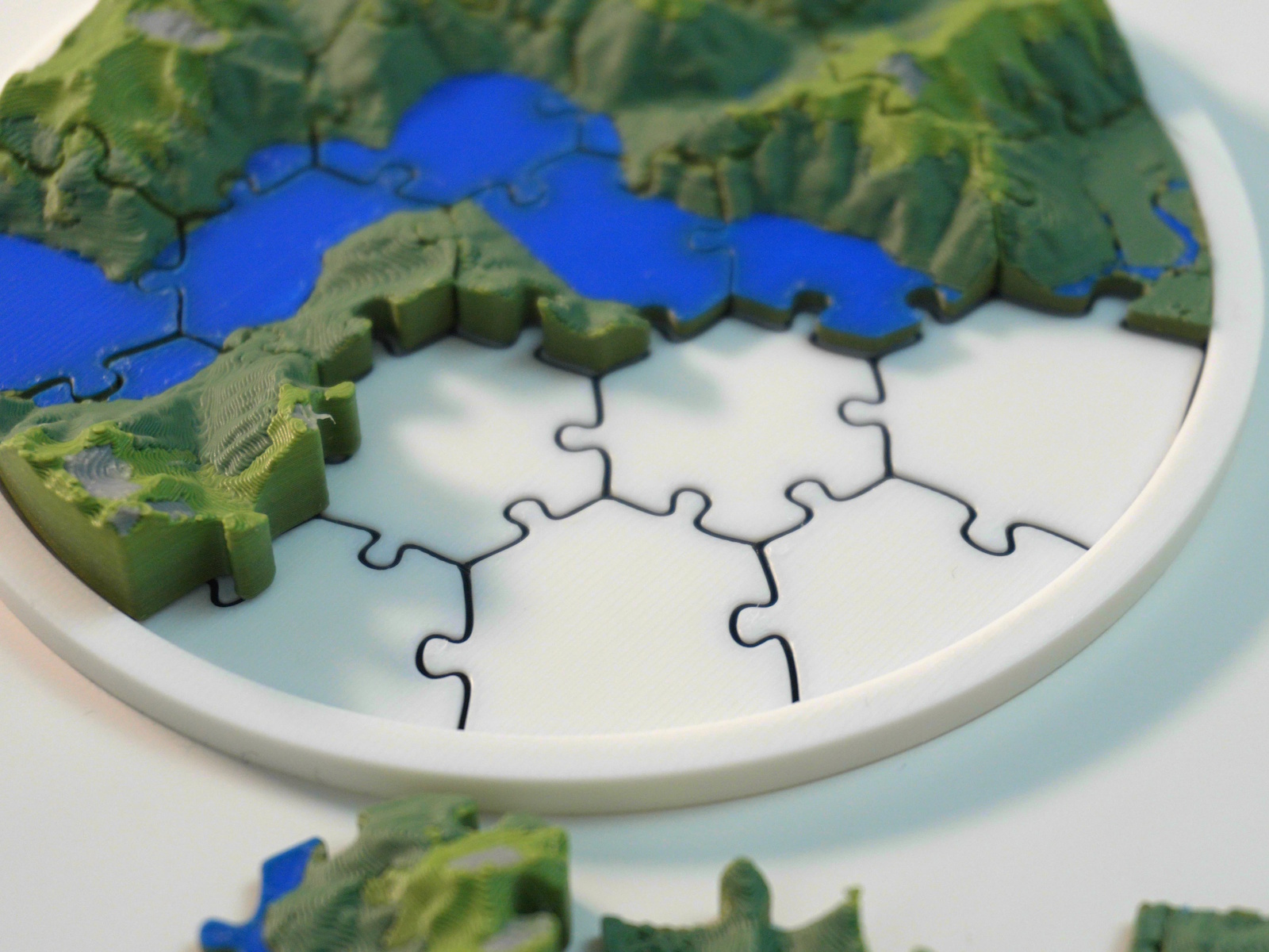 Hex Puzzle Map printed with TrailPrint3D
